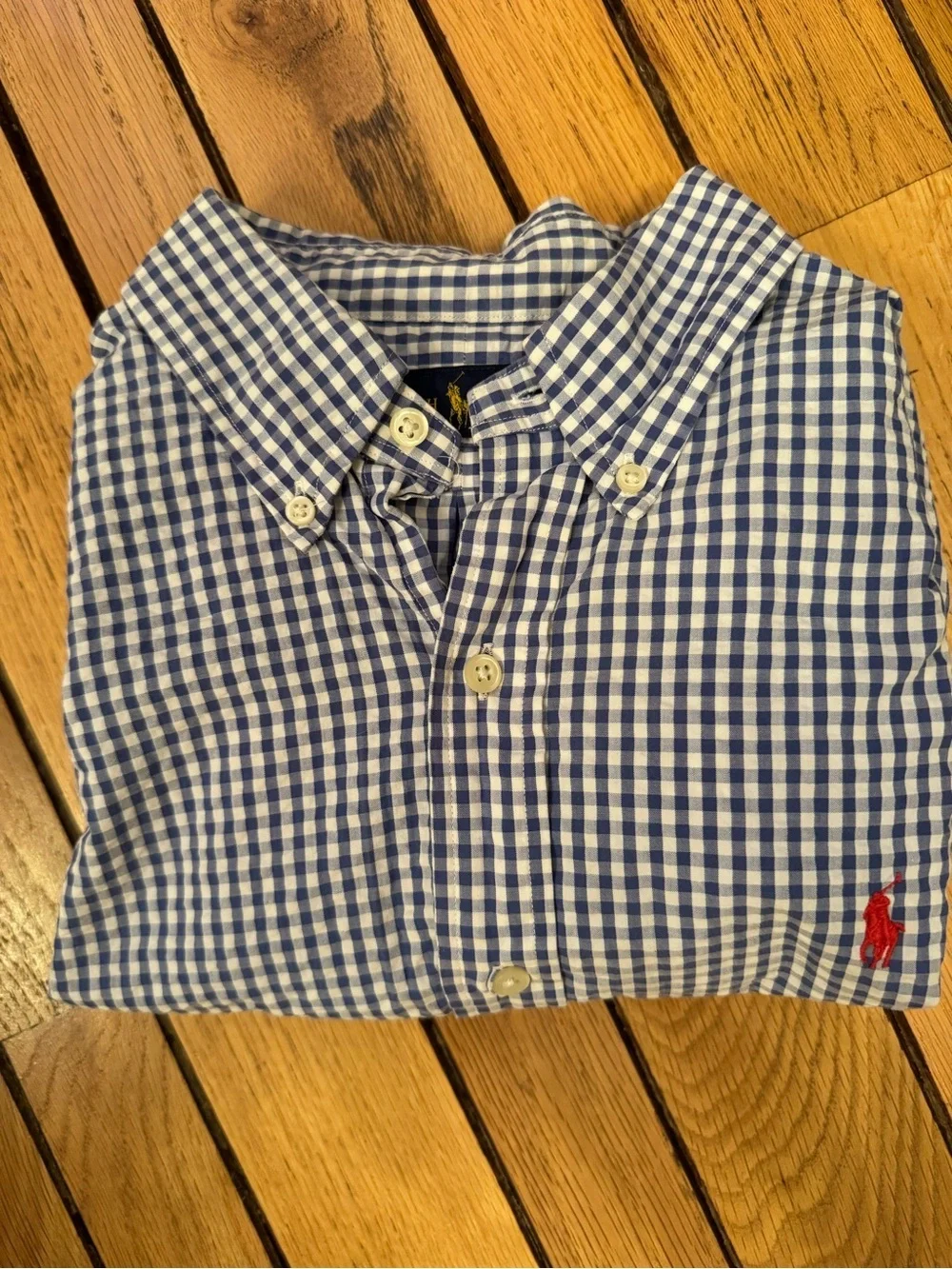 Polo by Ralph Lauren Navy and White Gingham Short-Sleeve Button-Down Shirt